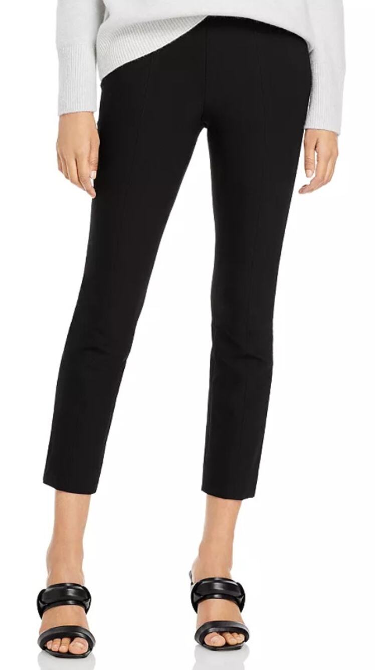 VINCE Stitch Seamed Slim Ankle Pants Small Black Modern Minimalist Workwear